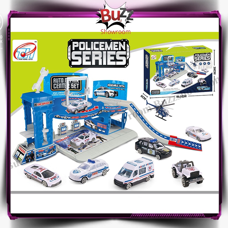 Police Hero Police Parking Repair Center Puzzle Set Games Mainan Anak