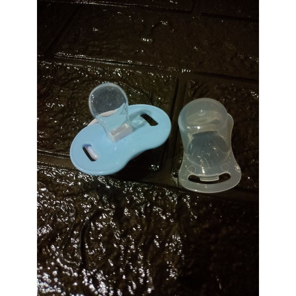 LYSASHOP - Kompeng Bayi Dot Empeng Gepeng Datar Bulat Set Kotak Baby Pacifier Soother Food Grade-Gepeng Biru 1Pcs