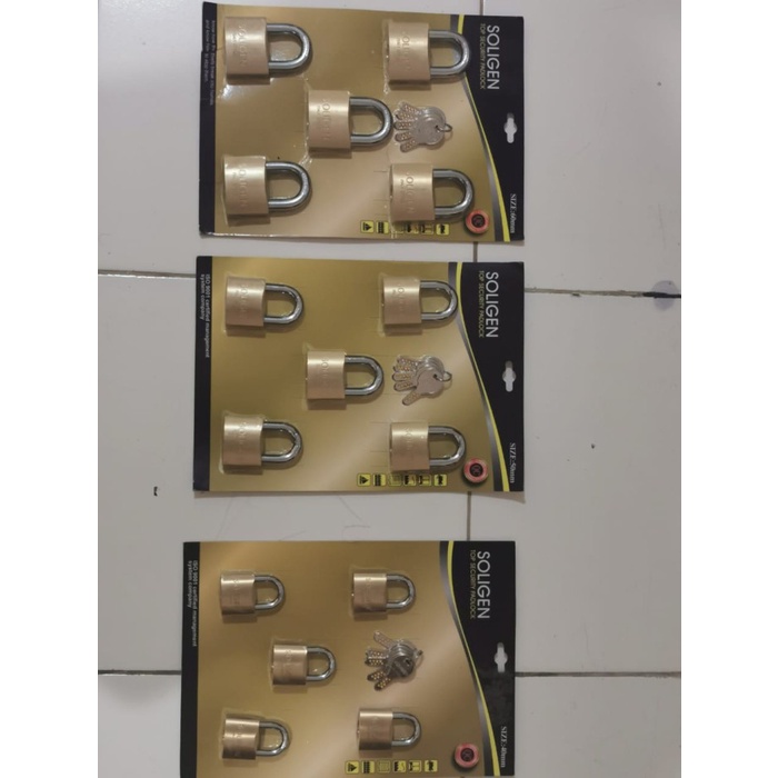Gembok Master Key Soligen 5 Pcs Kuningan 40 50 60 Mm