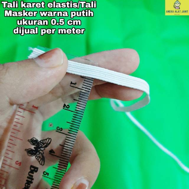 Karet Elastis/karet masker ukuran 0.5 cm (PUTIH) PER-METER