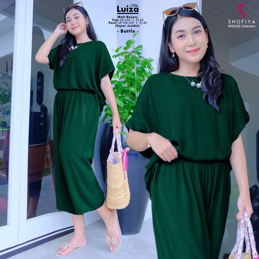 luiza set setelan stelan 1set blouse bluse blus bluss pakaian baju kulot super jumbo xxxxl over big 