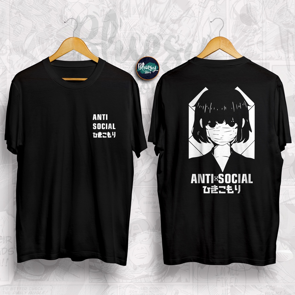 Kaos ANIME WIBU ANTISOCIAL OTAKU HIKKIKOMORI MENHERA GIRL INTROVERT /BAJU ANIME ANTISOCIAL HIKKIKOMORI ANTI SOCIAL OTAKU WIBU NEET