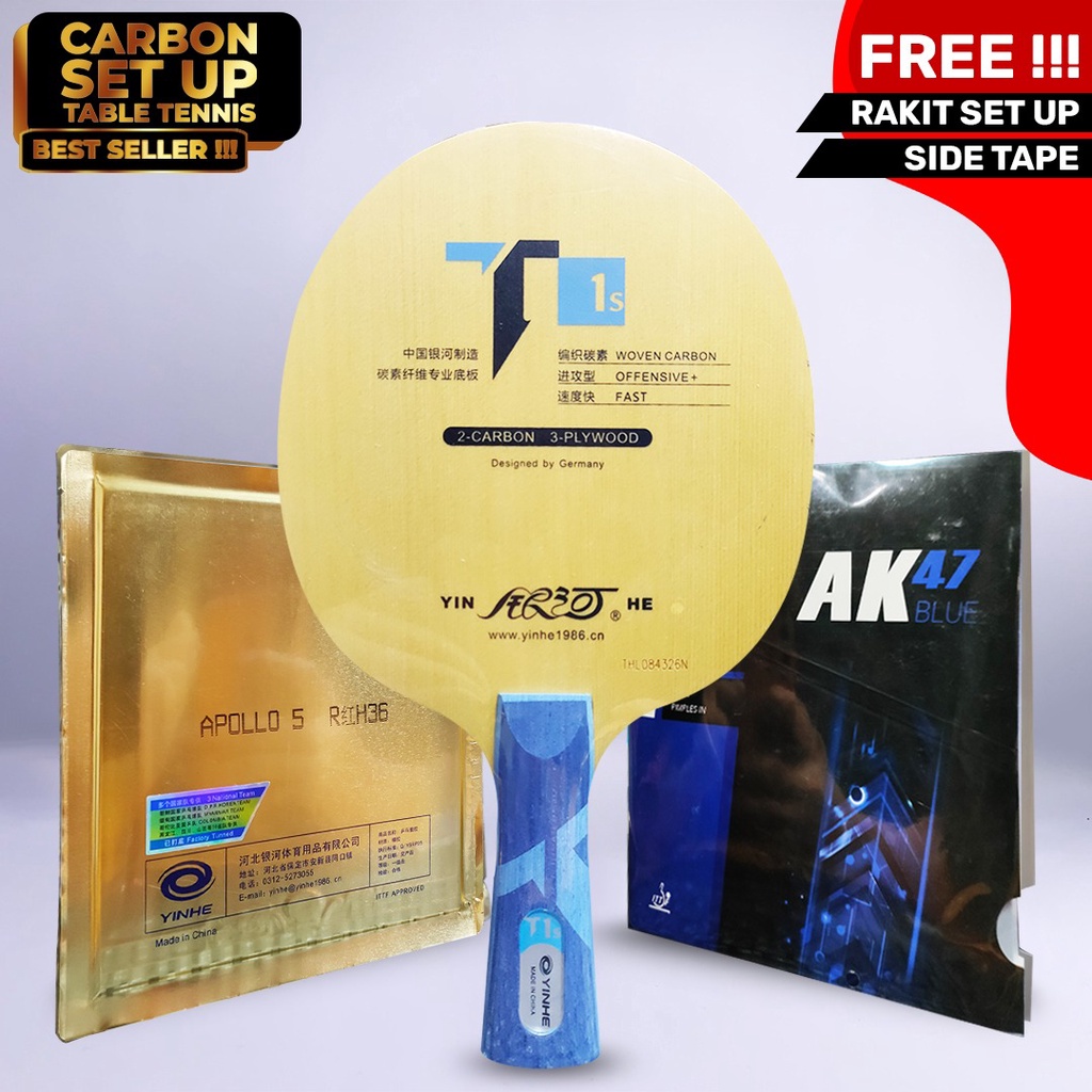 Setup Tenis Meja Pingpong Yinhe T1s Yinhe Apollo 5 Palio AK47 Blue