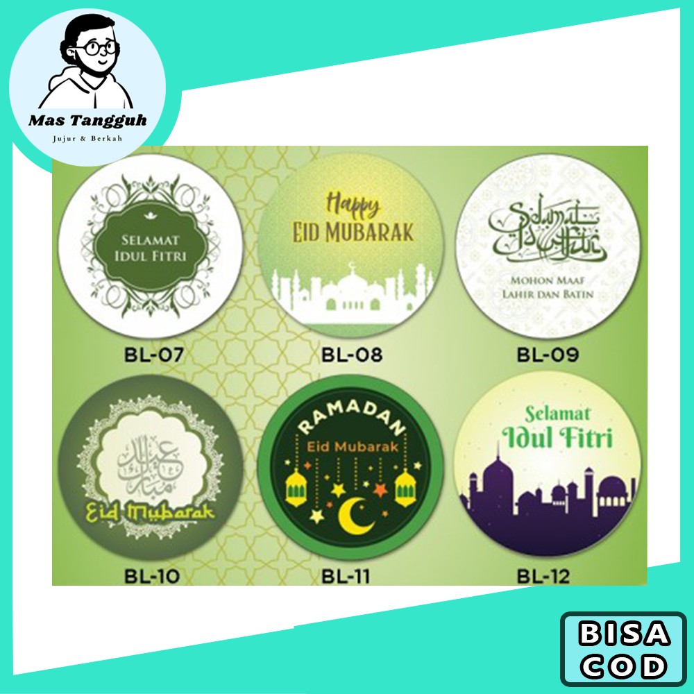

Sticker stiker Lebaran Hari Raya Idul Fitri Bulat hampers parcel gift tag kue cake