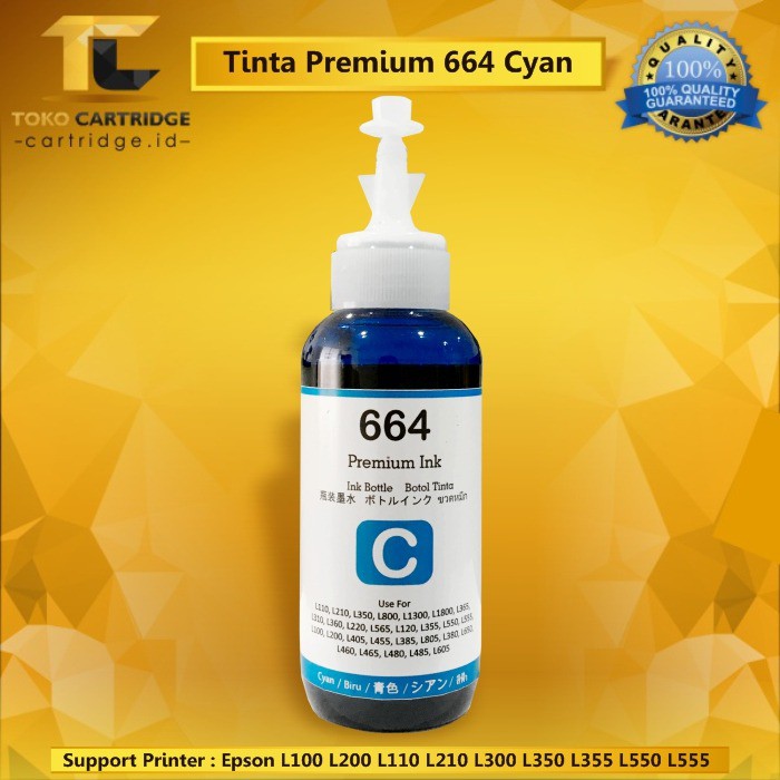 Tinta refill Premium ink 100 ml 664 compatible printer epson L100 L110 L120 L200 L210 L220 L300 L310