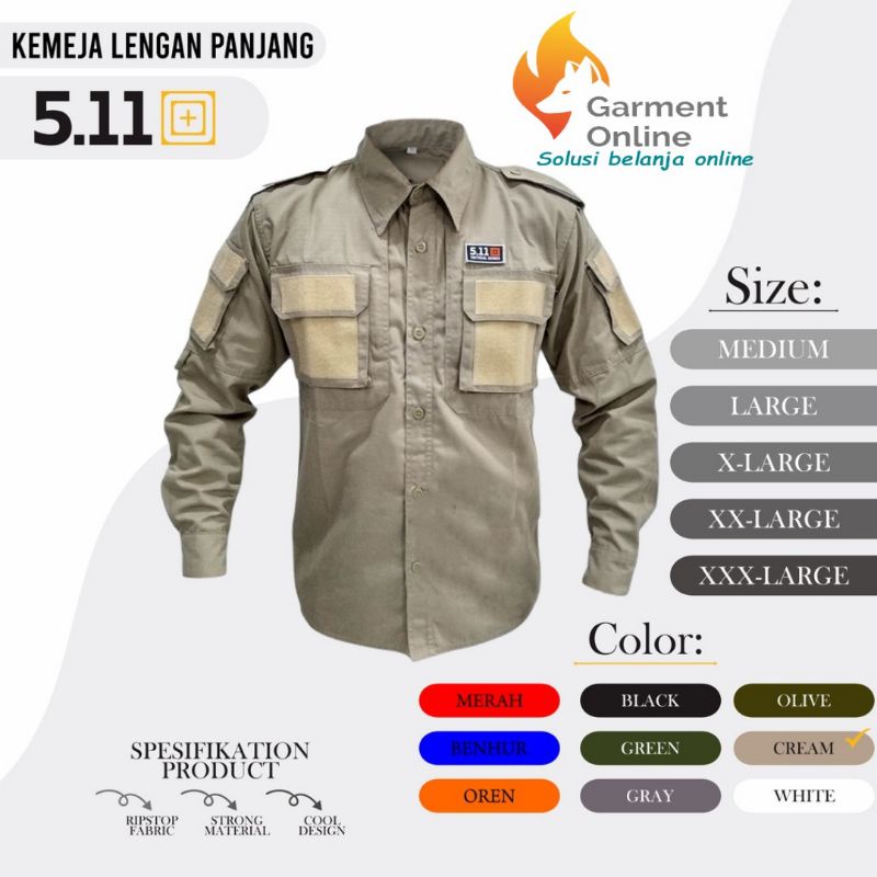 kemeja 511panjang bahan ripstok tebal original