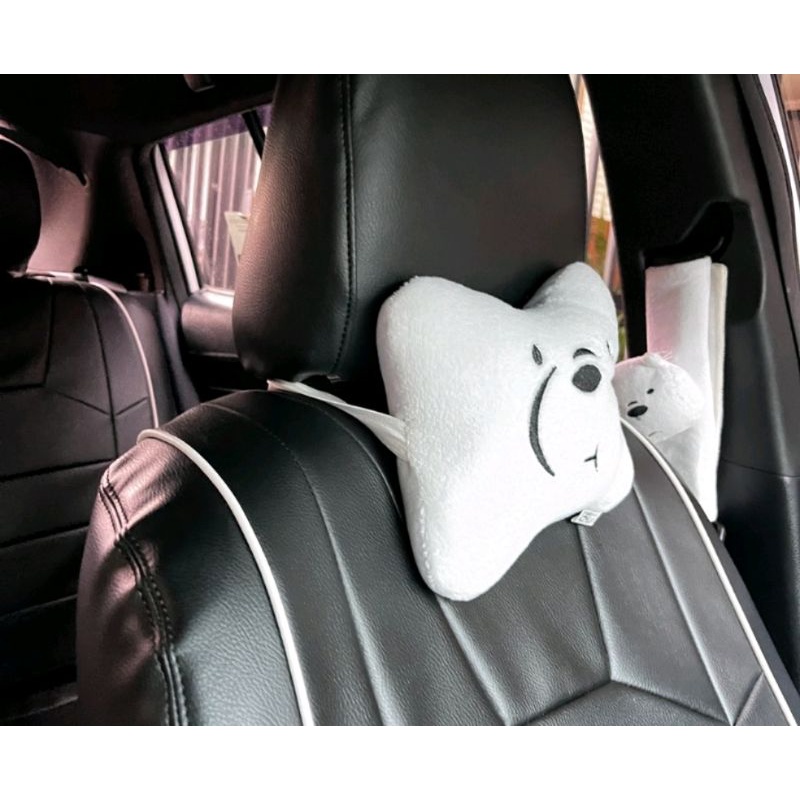 Bantal set mobil 2 in 1 Grizzly panda icebear/bantal leher mobil car set 2in 1 bagus dan lucu