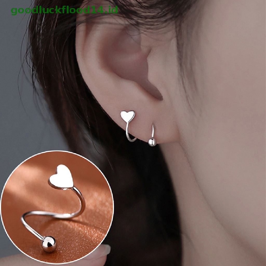 1 Pc Anting Stud Bentuk Bintang Hati Bahan Stainless Steel Untuk Wanita