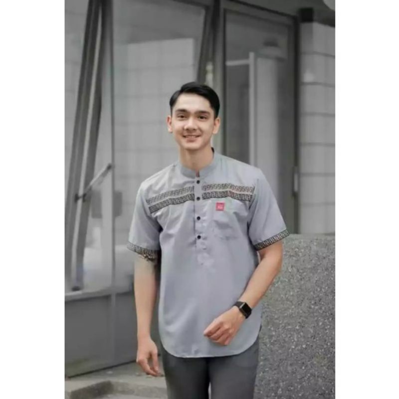 Koko Kurta Toyobo  Lengan Pendek Baju kemeja pria Up Denim Bahan Katun