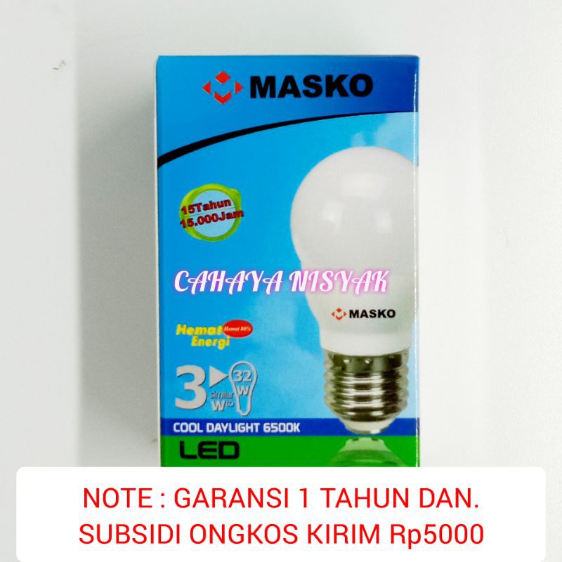 Lampu LED 3 Watt Masko Garansi Full Setara