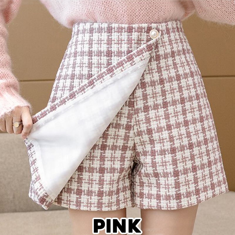 KARAKOREA 7710 Tweed Pants/Celana Pendek/Korean Women Pants/Skorts/Celana Korea