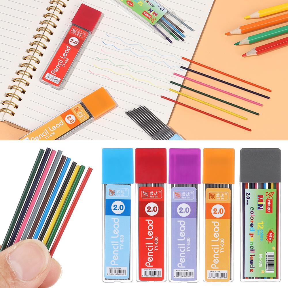 Nanas 9/12PCS Isi Ulang Pensil Mekanik Cores Scrapbooking Art Design Gambar Tulisan Lukisan Hitam/Warna-Warni