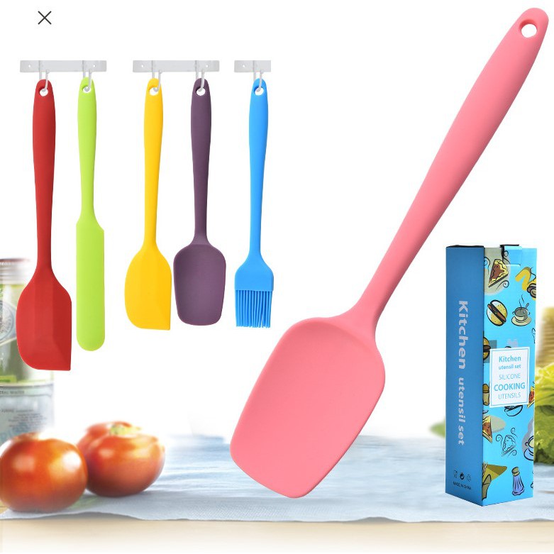 Spatula Set Sutil Alat Masak Silicone Food Grade 1Set isi 6 Pcs