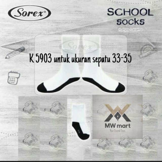 Kaos kaki anak sekolah Sorex K 5903 untuk uk sepatu 35-37