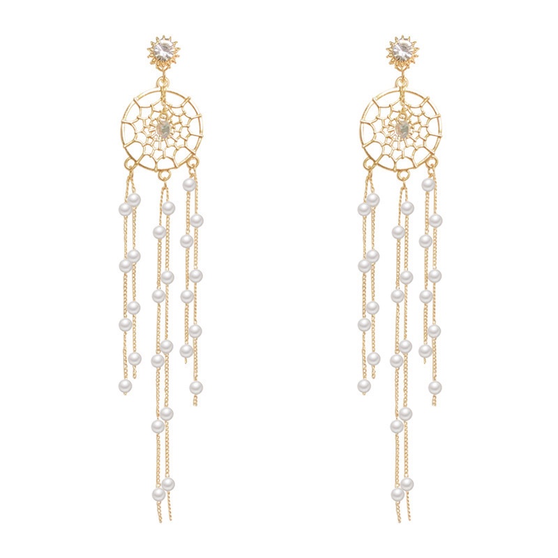 Super fairy Dreamcatcher anting-anting Jepang dan Korea gaya elegan anting-anting wanita panjang mut