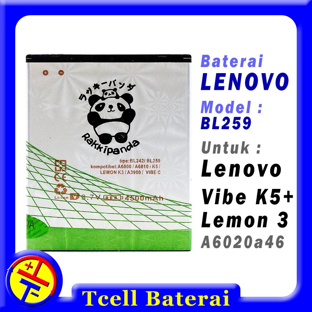 Baterai Lenovo Vibe K5 Plus A6020a46 Bl259 Rakkipanda Lemon 3 A6020 Bl242 Shopee Indonesia