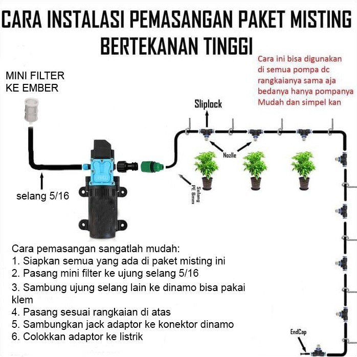 Paket A - Misting / Kabut/ Embun 10 Titik Nozzle Slip Lock