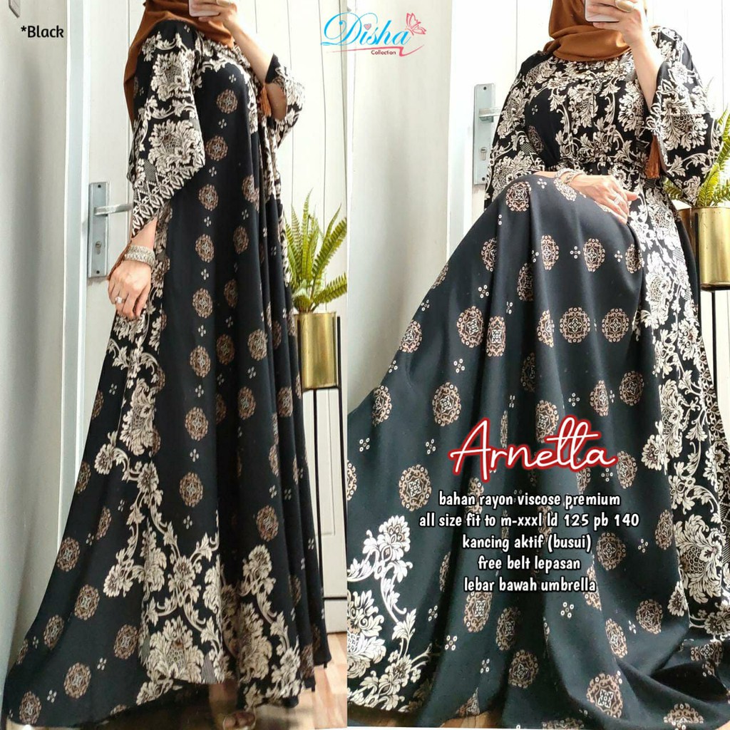 ARNETTA DRESS GAMIS PREMIUM DISHA LD 125 RAYON VISCOSE PAKAIAN WANITA DEWASA IBU HARIAN REMAJA LAIQA