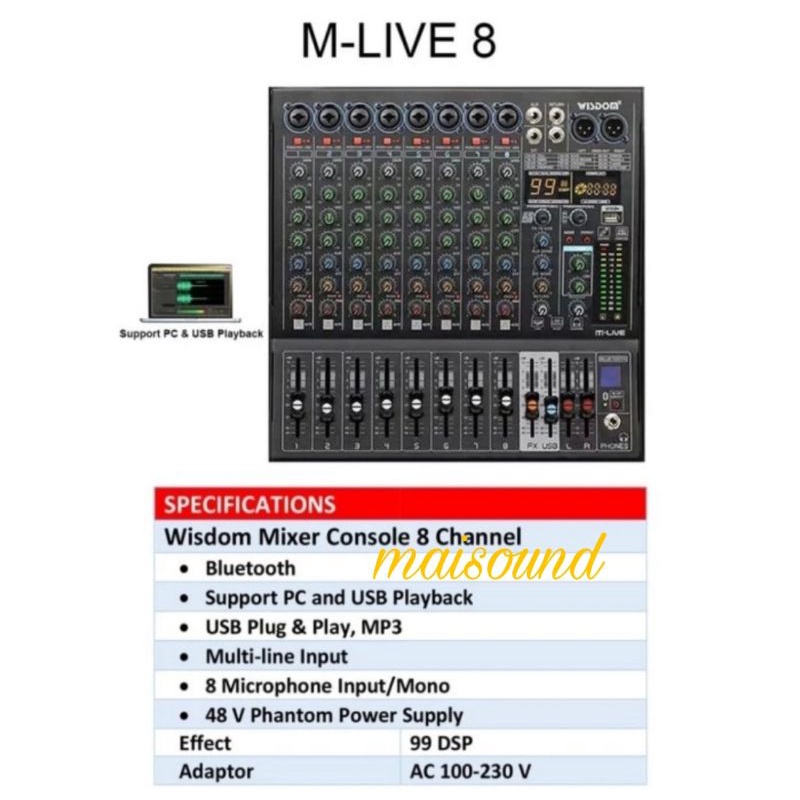 MIXER WISDOM MLIVE8 ORIGINAL WISDOM M LIVE 8 CHANNEL WISDOM MLIVE 8
