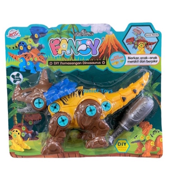 Mainan Anak DIY Dino Dinosaurus Rakit Edukasi Obeng Puzzle - Mainan Edukasi Anak Bongkar Pasang - Mainan Dinosaurus Bongkar Pasang Obeng - Mainan Bongkar Dino Mini