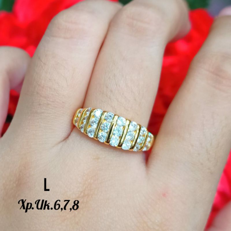 Cincin Dewasa permata gold &amp; silver modis elegan,tidak karat *COD*