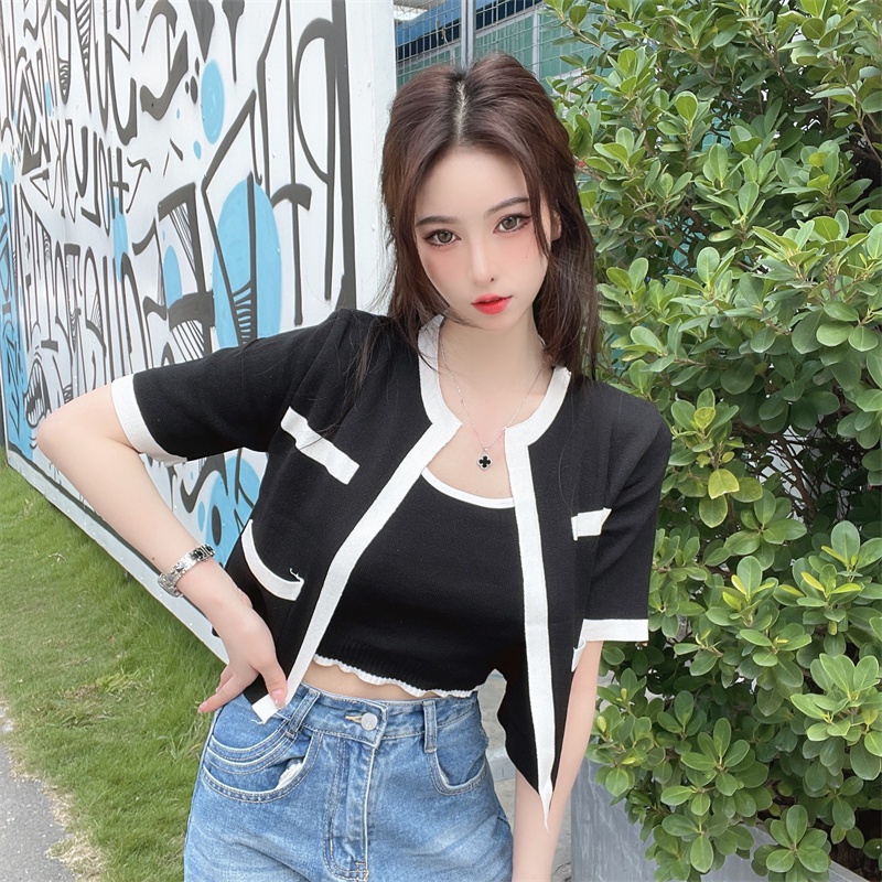 2 in 1 Korean Oneset Knit Cardigan + Tank Top 2570