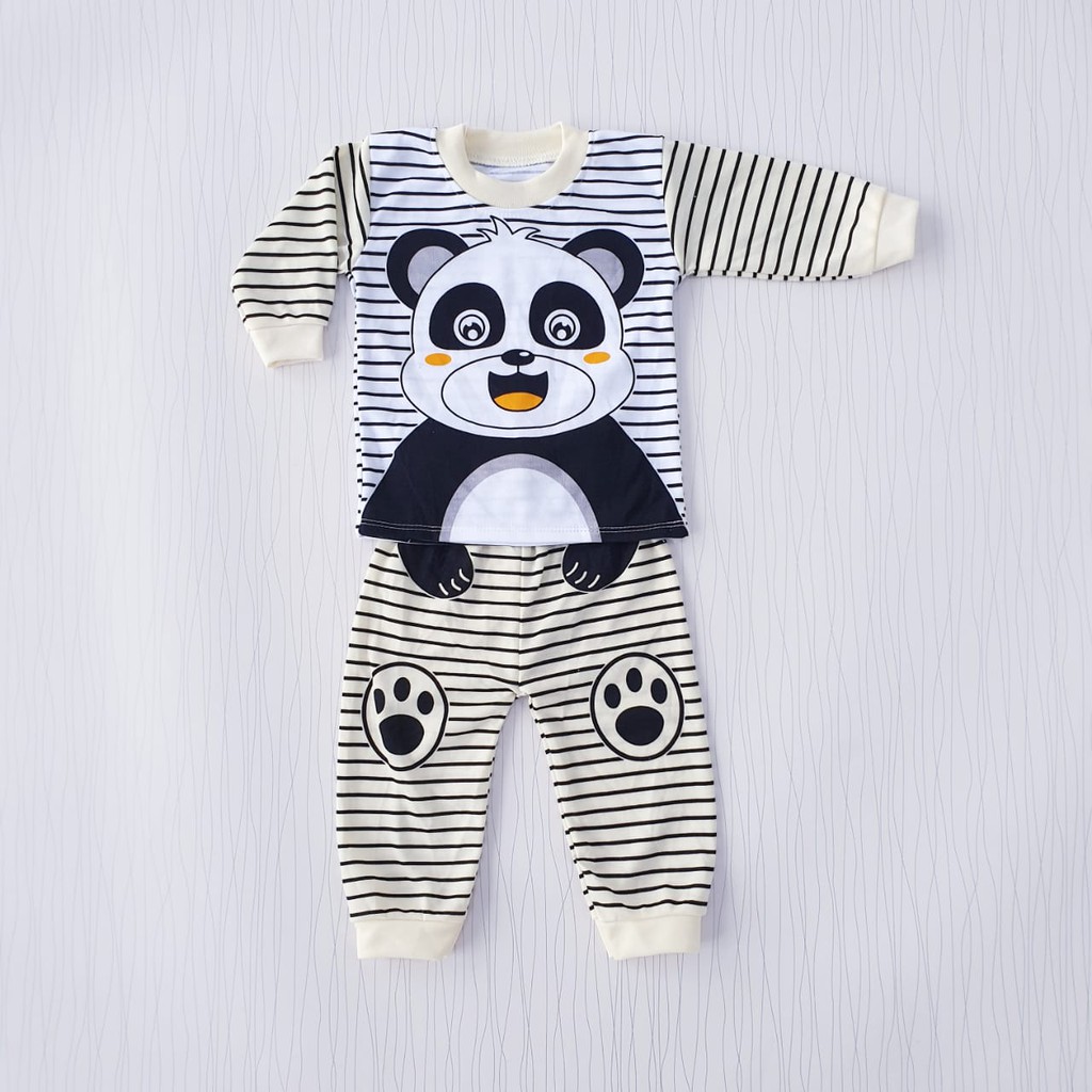 setelan piyama anak unisex usia 0-18 bulan panda