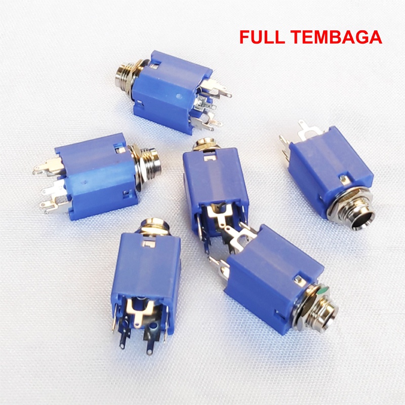 SOKET AKAI STEREO SEGI BIRU SOKET MIC SOCKET AKAI 6,35MM JACK SOCKET FEMALE 5P TEMBAGA