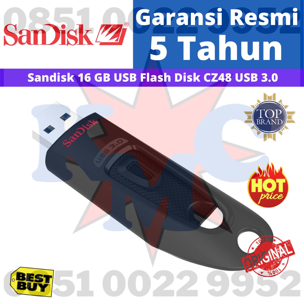 Sandisk Flasdisk 16GB USB CZ48 3.0 Original