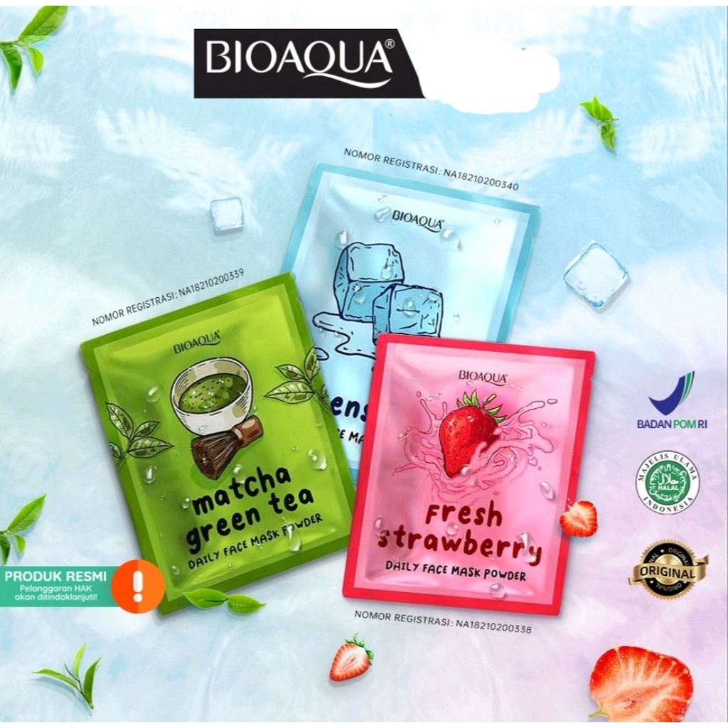 BIOAQUA Sheet Mask Daily Face Mask Powder 20gr Matcha Strawberry