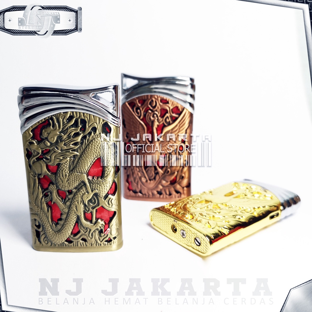 MANCIS Korek Api Gas Lighter Mancis Dragon Bird Timbul Depan Belakang Isi Gas Api Las