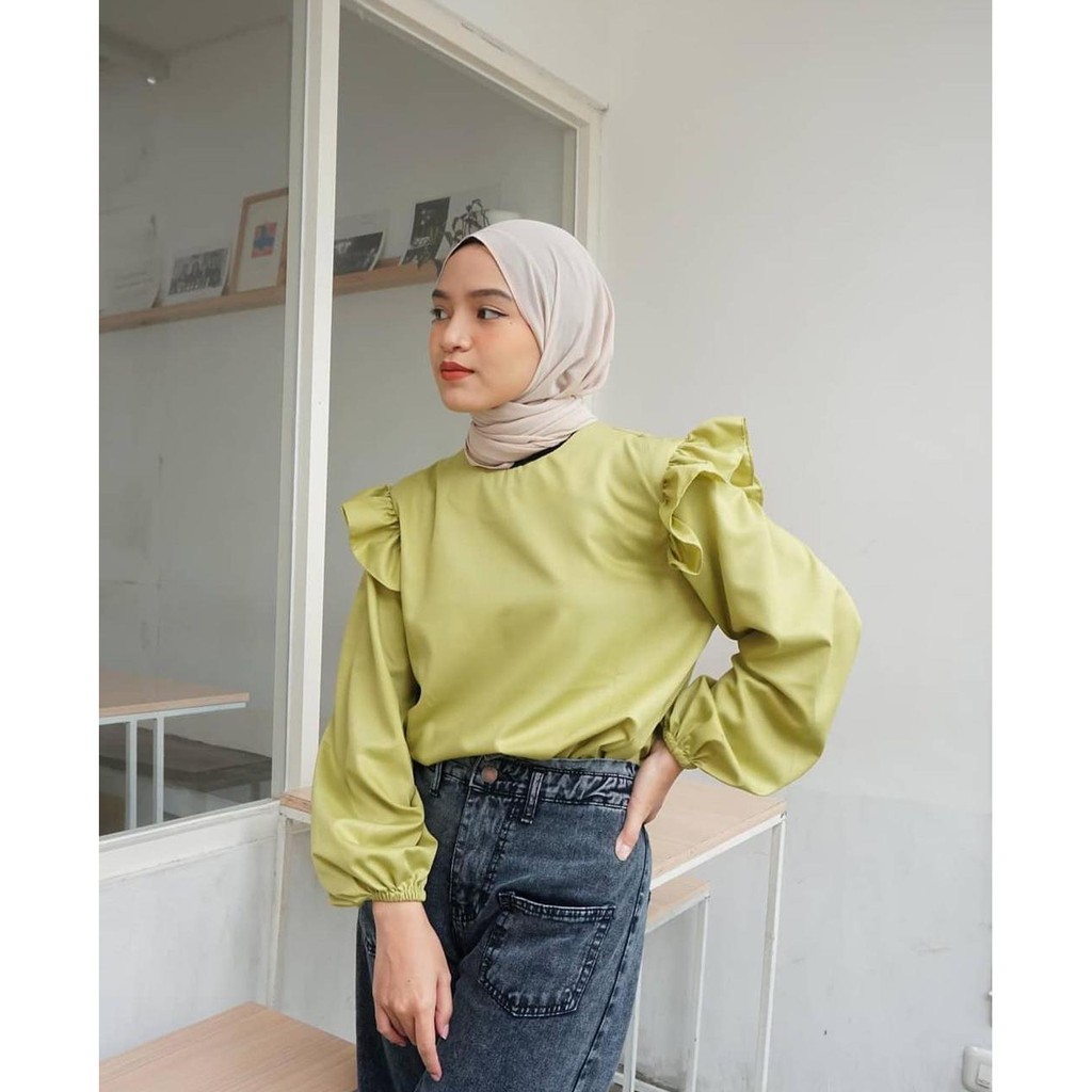 1KG MUAT 5PCS | KAI BASIC RUFFLE SHIRT TOP HITS OOTD SELEBGRAM FASHION GROSIR WANITA MURAH