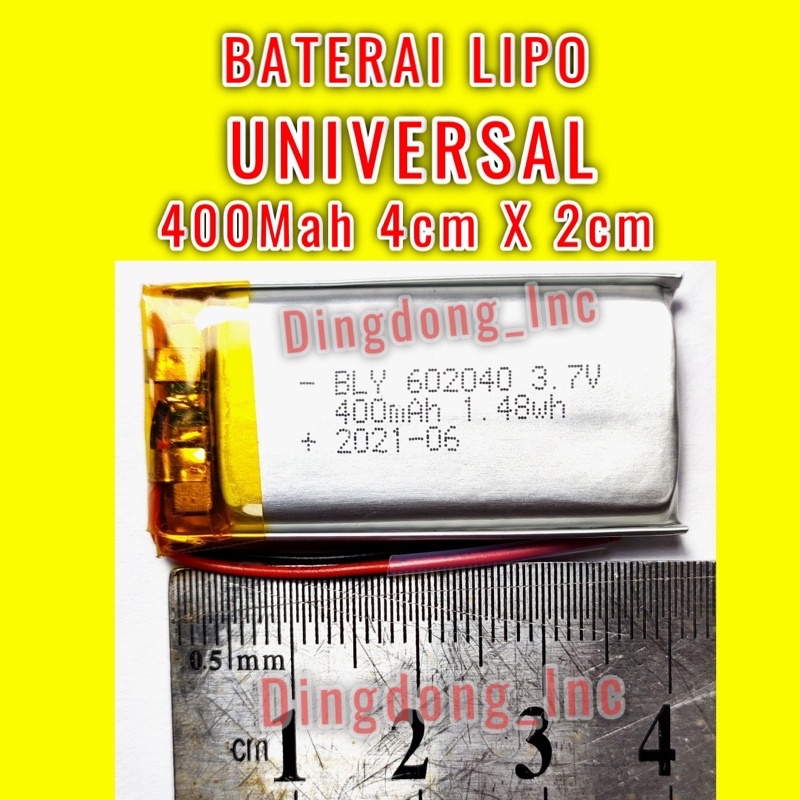 BATERAI LIPO UNIVERSAL 400 MAH BATRE LITHIUM POLIMER 400MAH