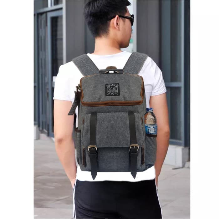 Tas Ransel Pria Model korea Tas kerja Tas Kuliah LQ - 104 Grey