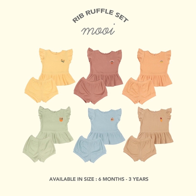 MOOI RIB RUFFLE SET/SETELAN ANAK CEWE