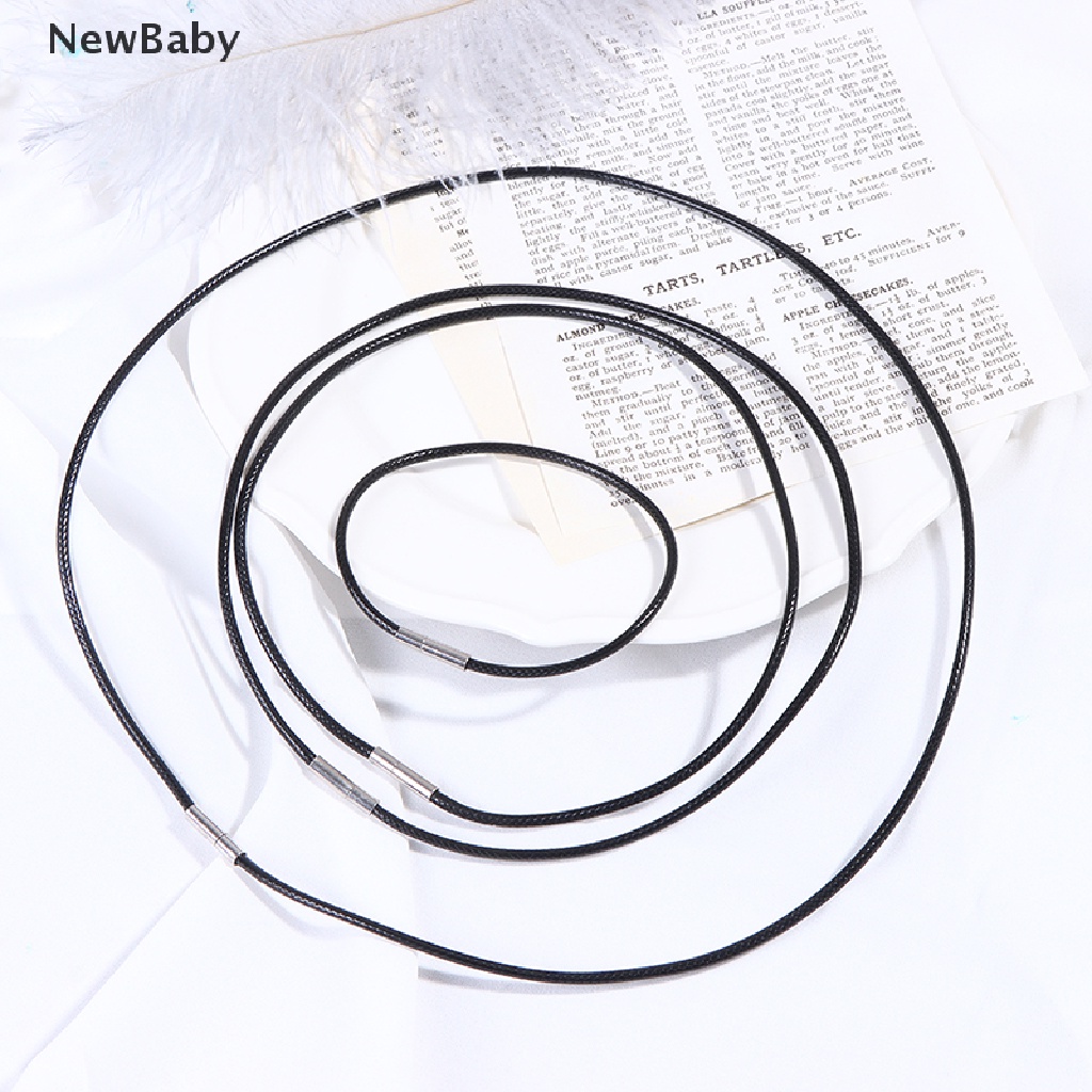 Newbaby Tali Kulit Wax 3mm Warna Hitam Dengan Gesper Stainless Steel