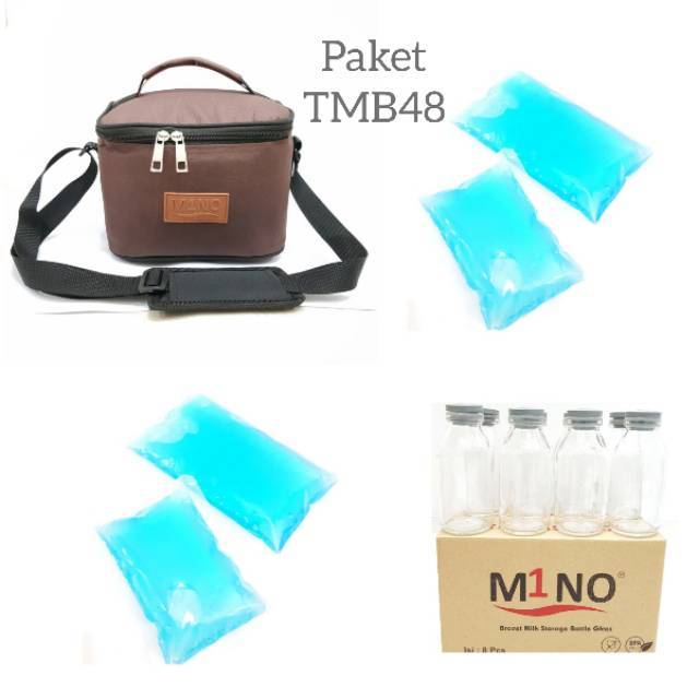 Paket Hemat Tas asi Insulated COOLER BAG Tas asi  mino +4 Pcs blue gel +8 pcs btl asi bening S1