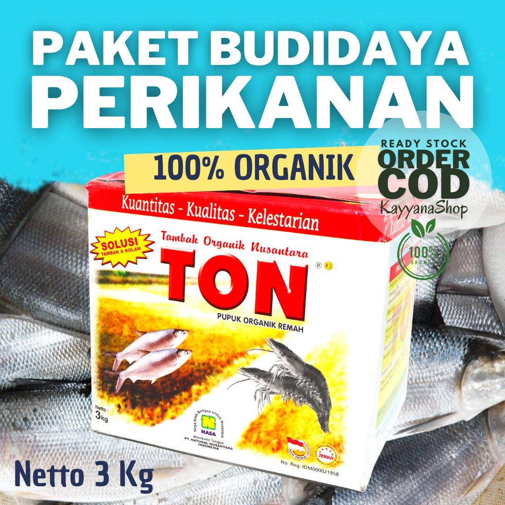 Pupuk Tambak Organik Nusantara TON NASA Kemasan 3 Kg / Pupuk Tambak Udang Ikan Bandeng / Pupuk Kolam