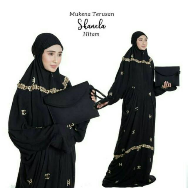 MUKENA TERUSAN BORDIR SHANELA HITAM