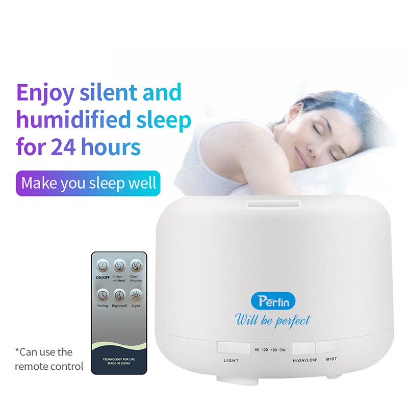 BLINGO x Perfin 500ml aromaterapi humidifier 7 berubah warna LED putih muda+kendali jarak jauh