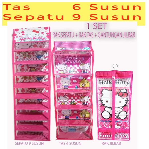 GJS 1 set Paket 3in1 Rak  tas Rak  sepatu  Rak  jilbab 