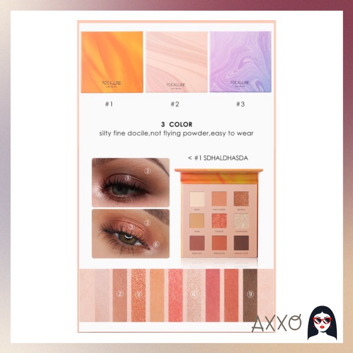Image of [TERBARU] READY JKT! FOCALLURE NEW 9 COLORS EYESHADOW PALETTE WITH MIRROR FA62 - NIGHT ELF #1