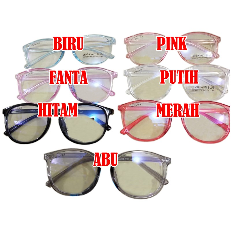 kacamata oval blueray pria wanita round frame antiradiasi multicolor kaca mata baca anti radiasi