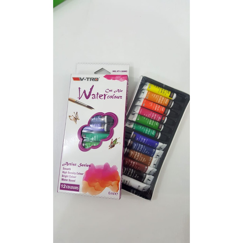  CAT  AIR  WARNA MERK  V TRO 6 ML WATER COLOUR 12 WARNA 