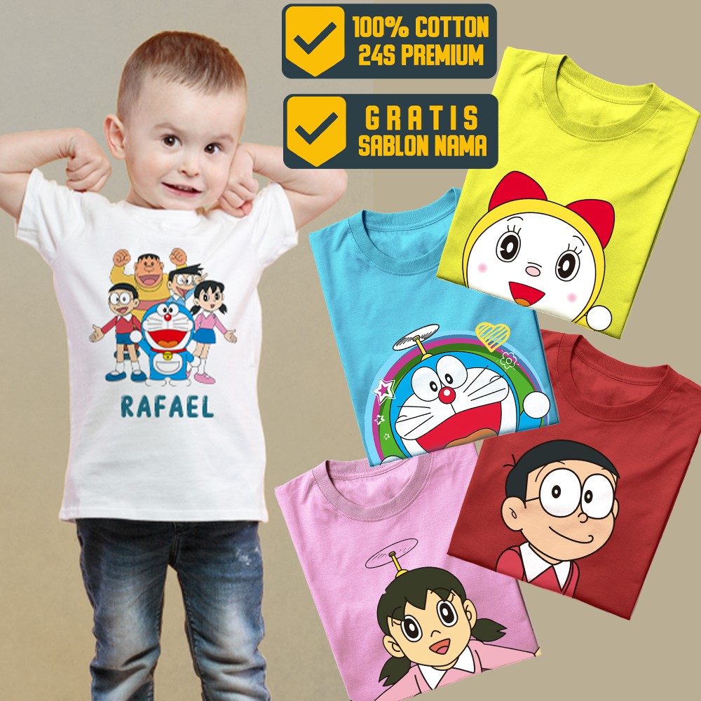 PREMIUM Kaos Baju Doraemon Anak Baju Couple Keluarga Sablon Nama