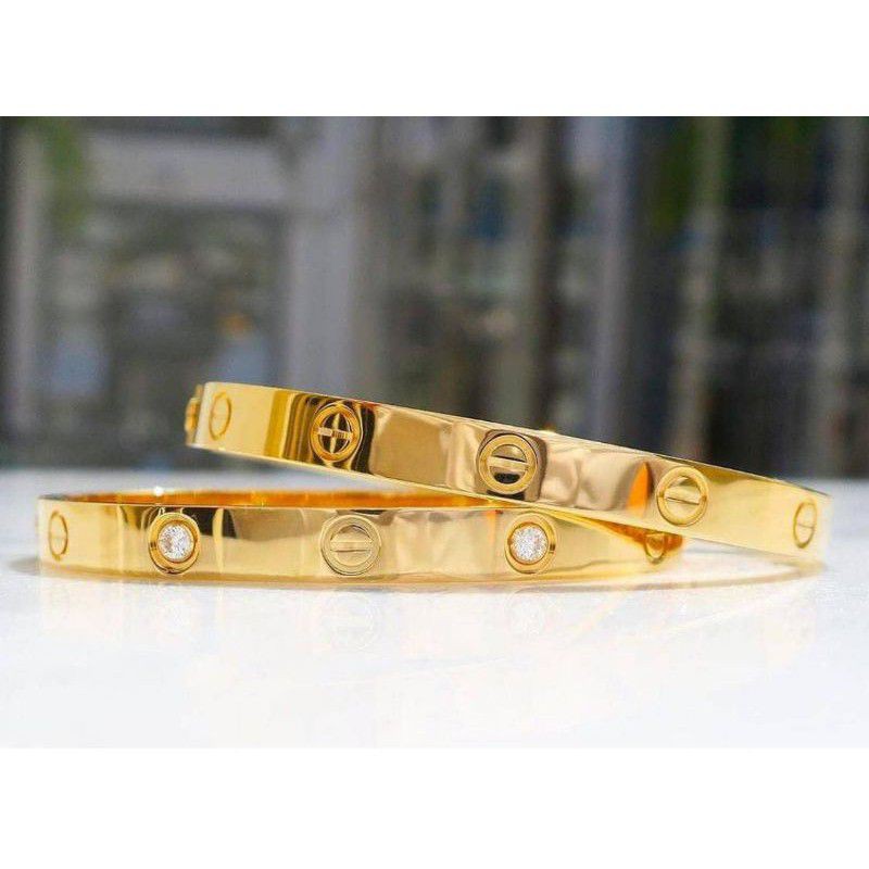 Gelang Titanium Wanita Anti karat Fashion Korea Permata Lapis Emas GTT001-002 LU-Gold GTT001 LU