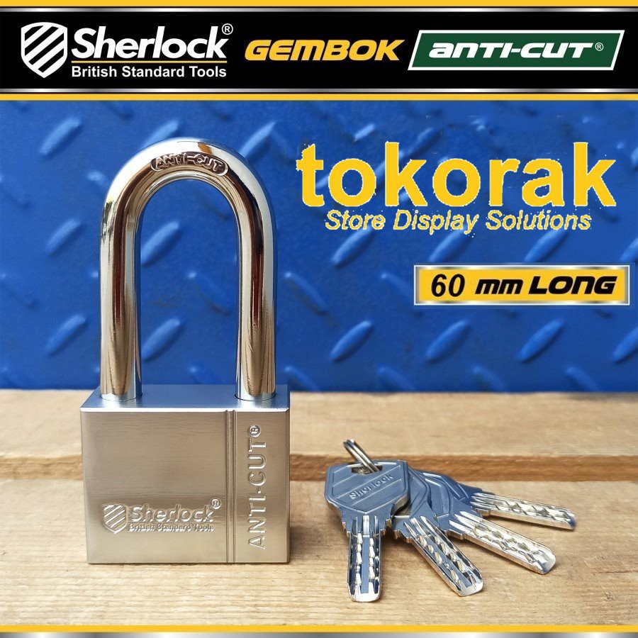 GEMBOK RUMAH ANTI CUT 60MM PANJANG SHERLOCK - GEMBOK PAGAR - COMP KEY