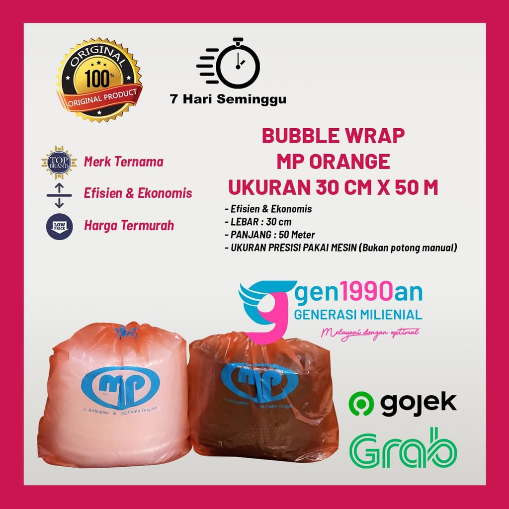 

Plastik Bubble Wrap 50 m x 30 cm Mulia Pak Orange TOMANG JAKBAR