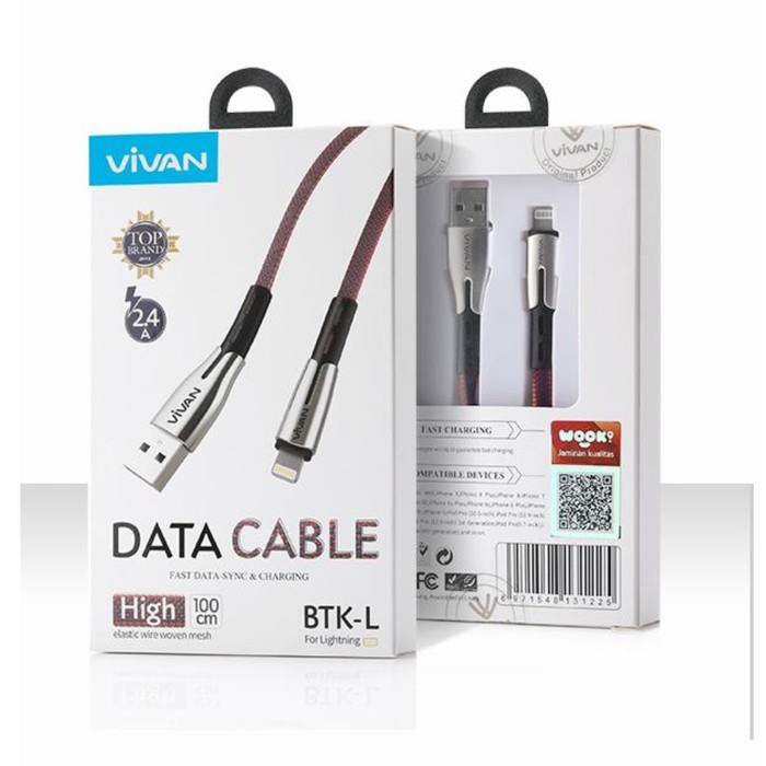 VIVAN 1M BTK C Data Cable Type C 3A Fast Data Sync and Charging Kabel Casan Vivan BTKC