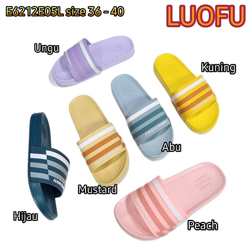 LUOFU ORIGINAL sandal karet empuk murah wanita sendal cewek selop import E6212E05L